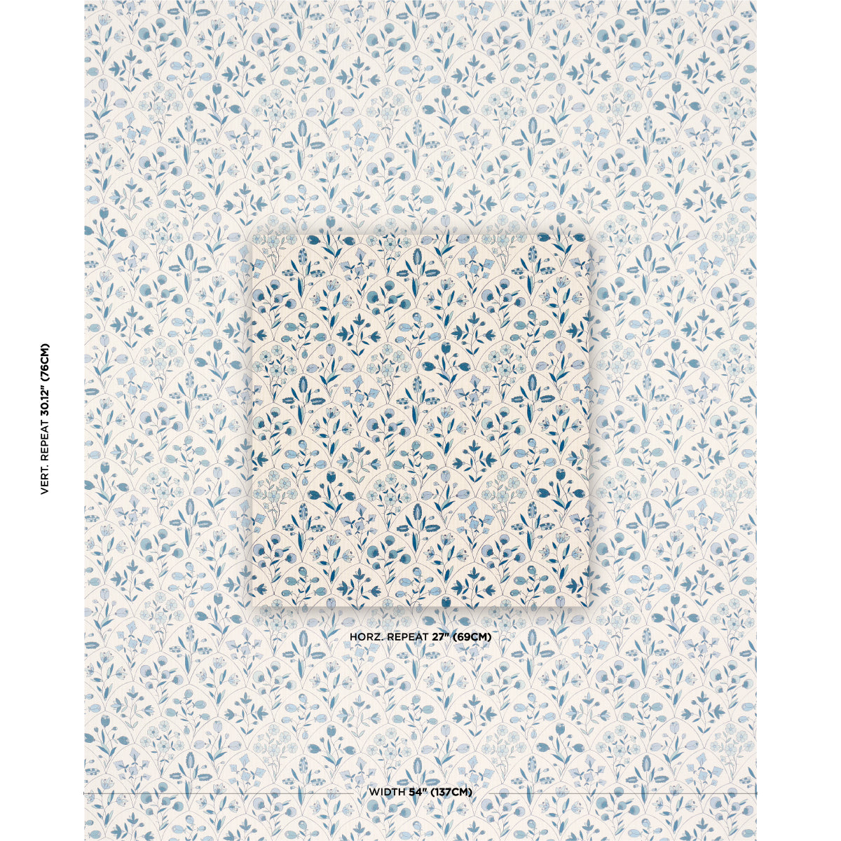 FRANCES-FLORAL-INDOOR-OUTDOOR-BLUES-SCHUMACHER-182160 - Schumacher Tela