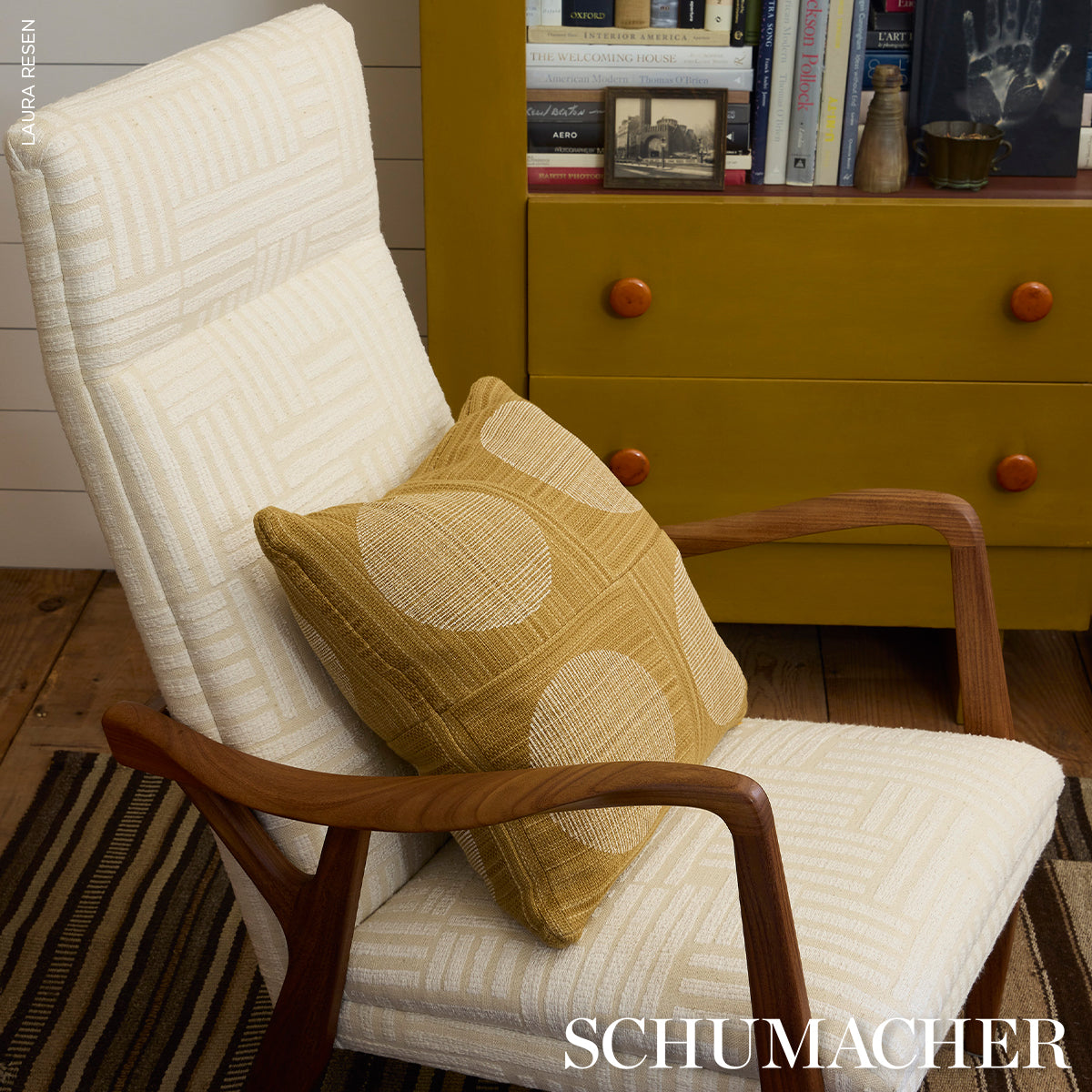 UNA-HAND-BLOCK-PRINT-OCHRE-SCHUMACHER-182300 - Schumacher Fabric