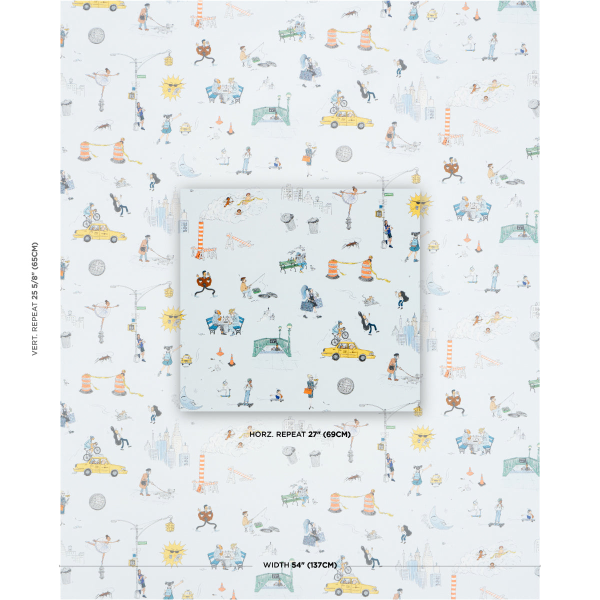 JOANA-AVILLEZS-STREET-SCENES-MULTICOLOR-ON-SKY-BLUE-SCHUMACHER-182330 - Schumacher Fabric