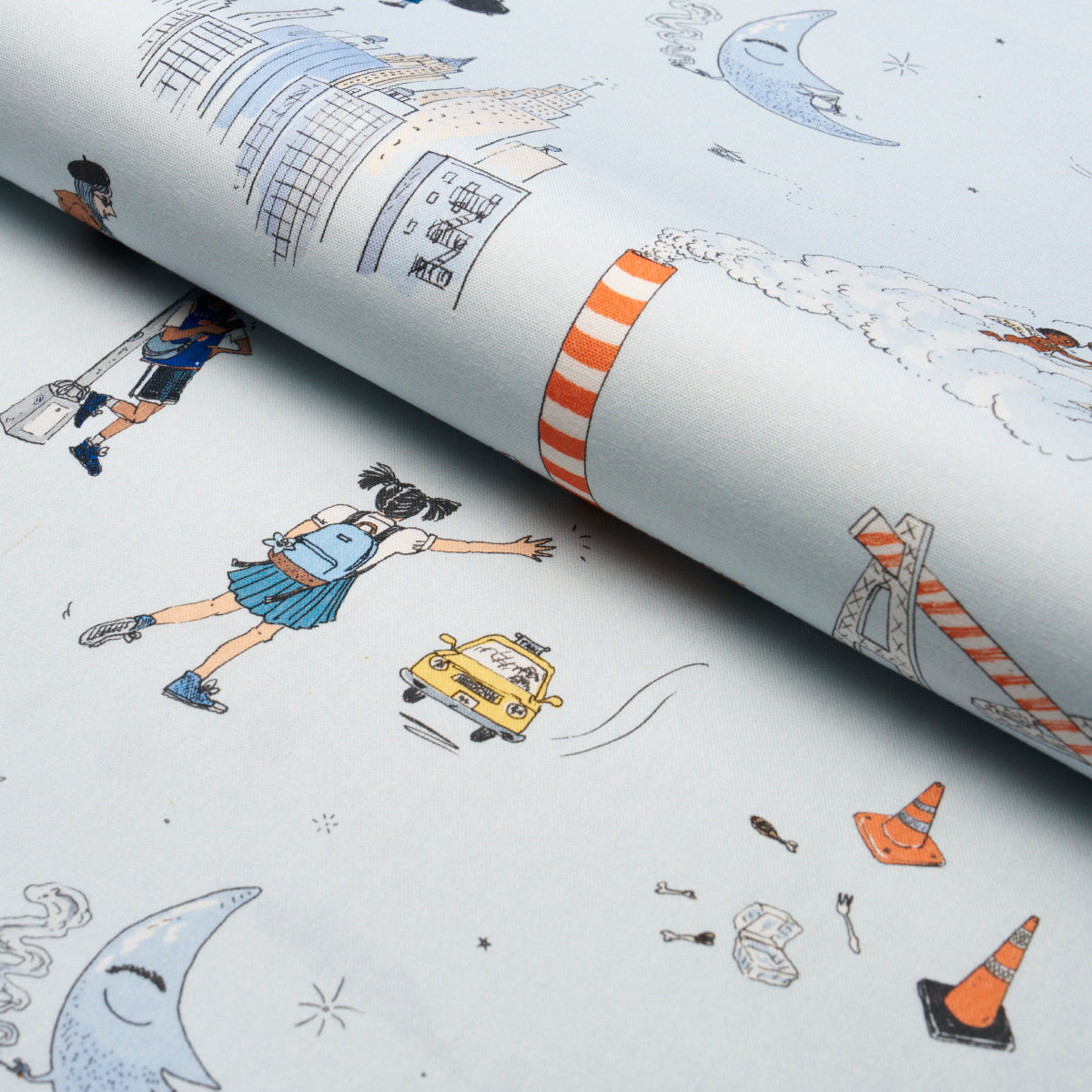 JOANA-AVILLEZS-STREET-SCENES-MULTICOLOR-ON-SKY-BLUE-SCHUMACHER-182330 - Schumacher Fabric