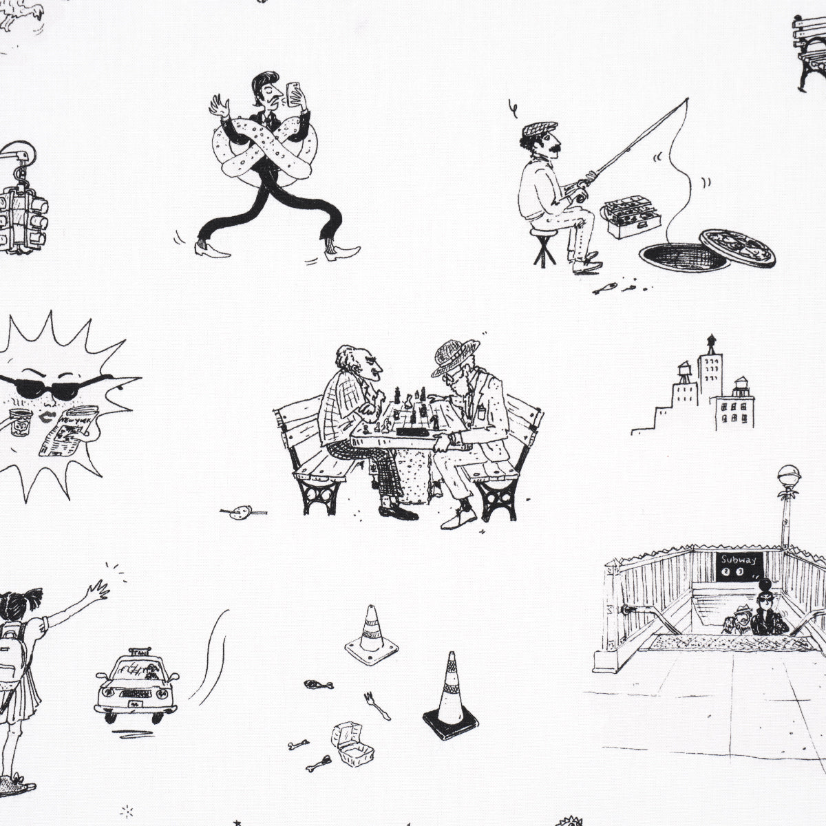 JOANA-AVILLEZS-STREET-SCENES-BLACK-WHITE-SCHUMACHER-182331 - Schumacher Fabric