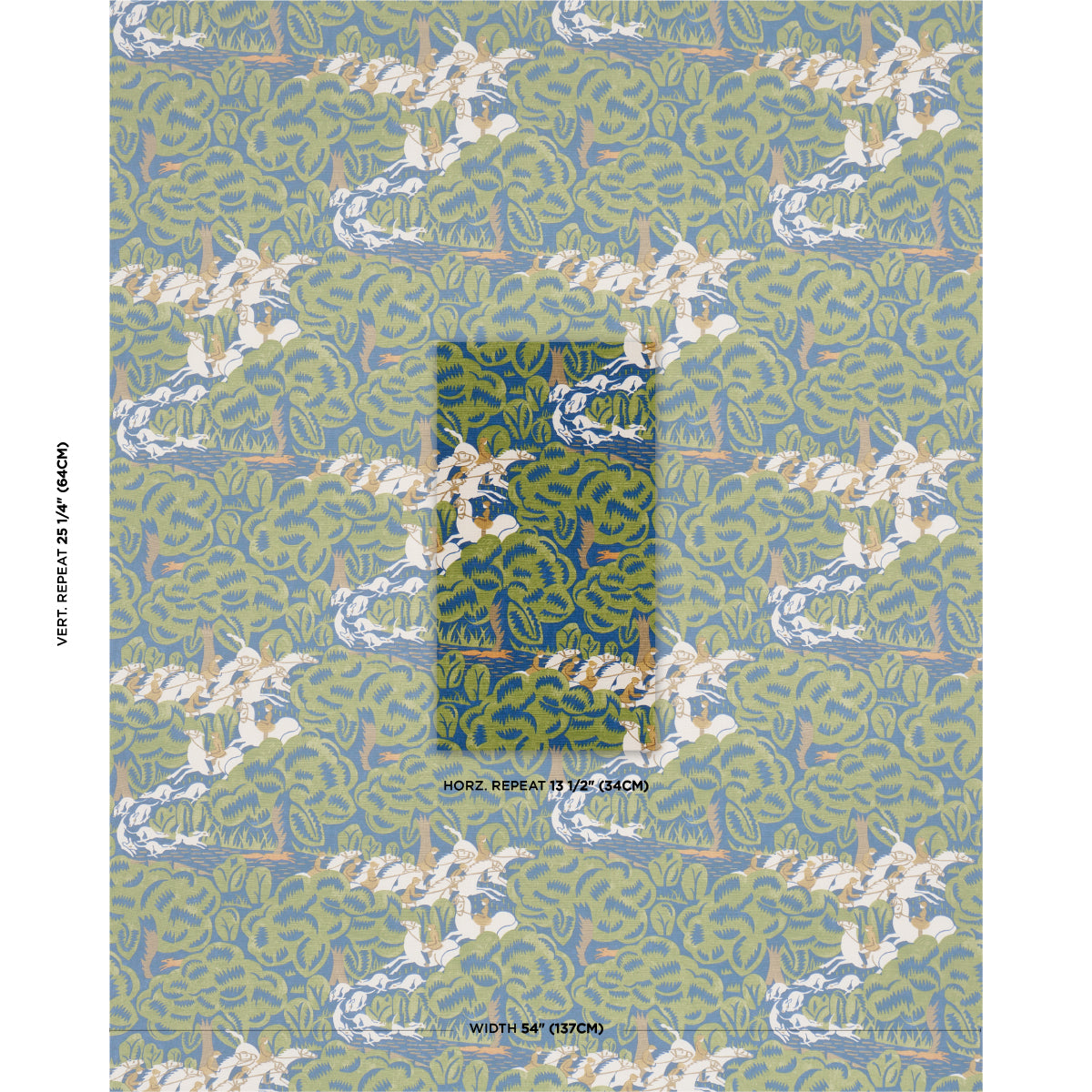 MARGARET-SCHLOEMANS-FOX-CHASE-NAVY-GREEN-SCHUMACHER-182341 - Schumacher Tela