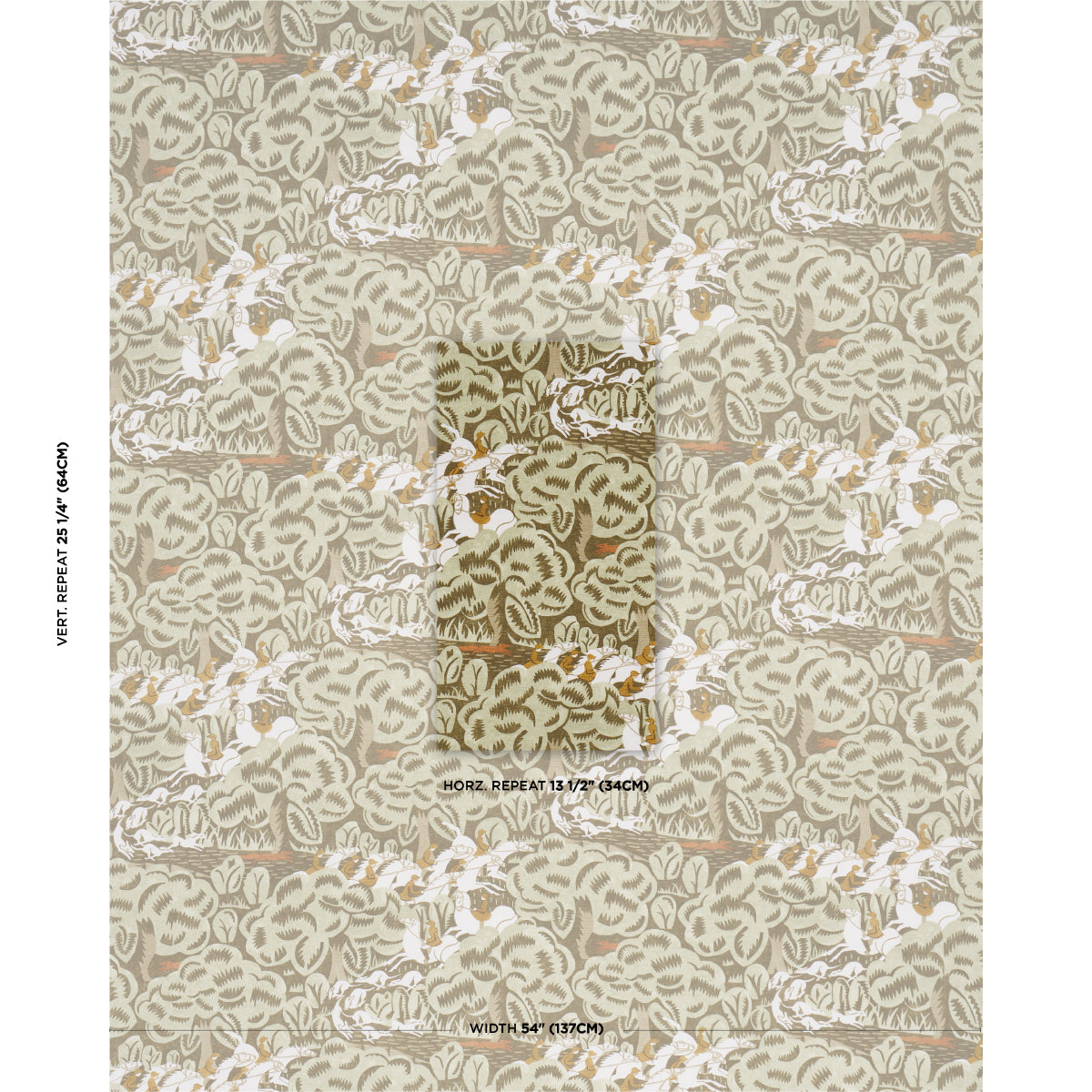 MARGARET-SCHLOEMANS-FOX-CHASE-SAGE-SOFT-BROWN-SCHUMACHER-182342 - Schumacher Tela
