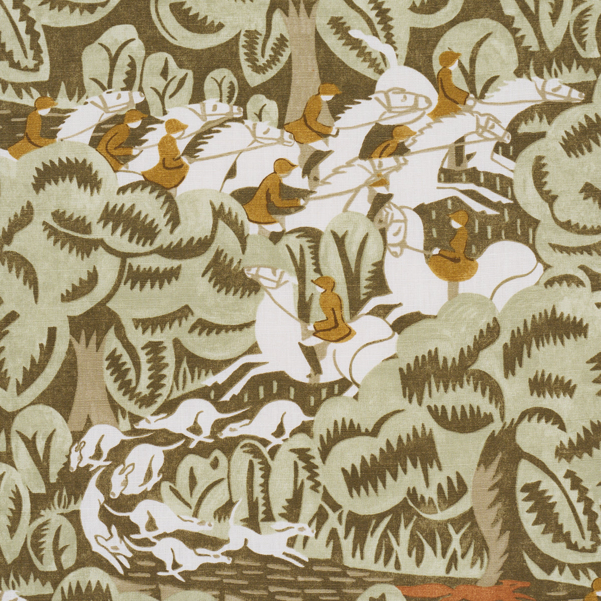 MARGARET-SCHLOEMANS-FOX-CHASE-SAGE-SOFT-BROWN-SCHUMACHER-182342 - Schumacher Fabric