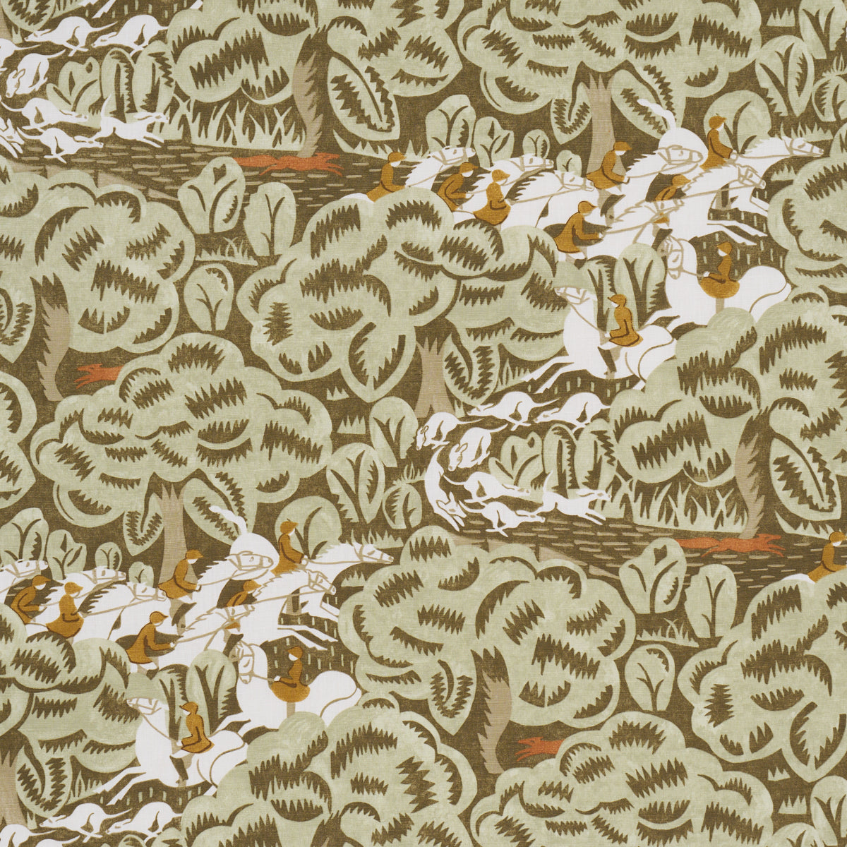 MARGARET-SCHLOEMANS-FOX-CHASE-SAGE-SOFT-BROWN-SCHUMACHER-182342 - Schumacher Tela