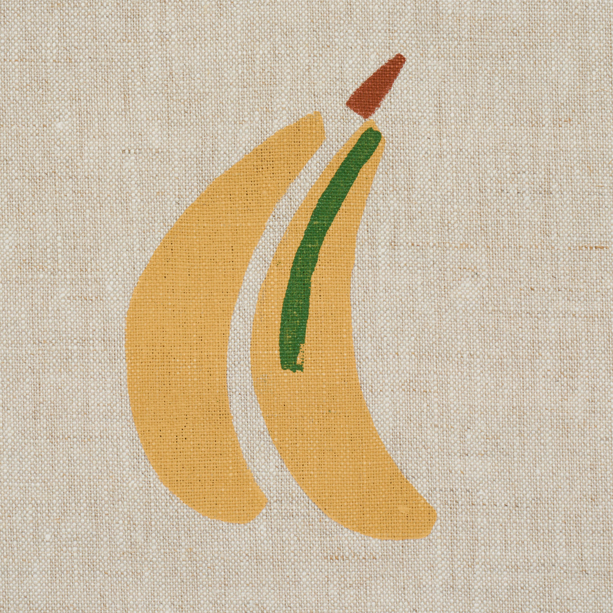 BANANA-STAND-HAND-BLOCK-PRINT-OCHRE-AND-GREEN-ON-NATURAL-SCHUMACHER-182370 - Schumacher Fabric