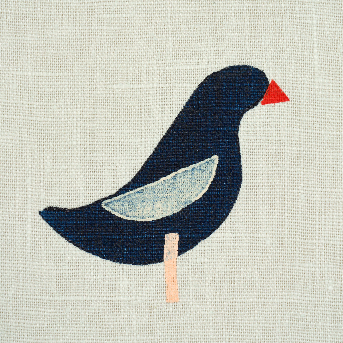 BIRDS-HAND-BLOCK-PRINT-BLACK-ON-NATURAL-SCHUMACHER-182380 - Schumacher Fabric