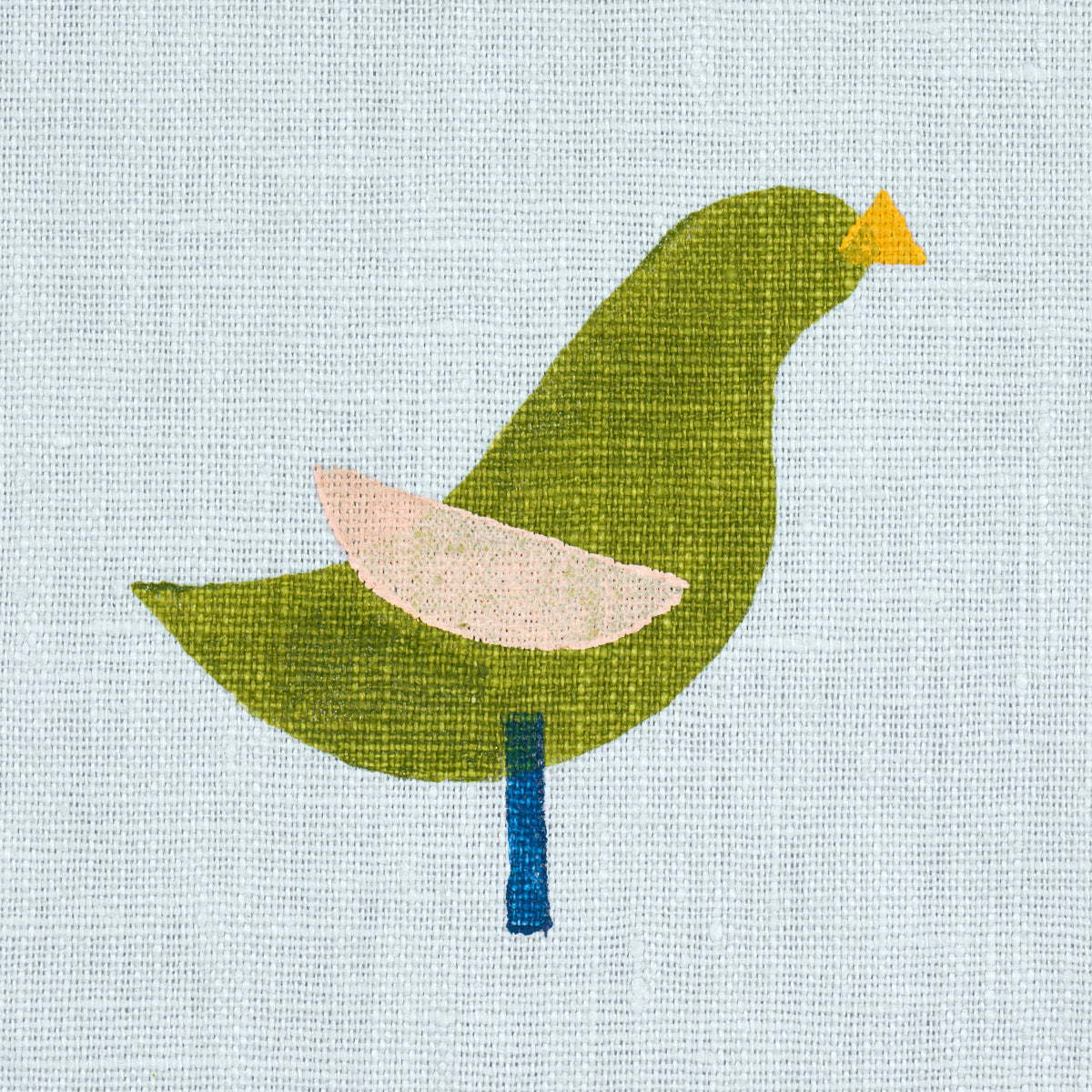 BIRDS-HAND-BLOCK-PRINT-GREEN-ON-SKY-SCHUMACHER-182381 - Schumacher Fabric