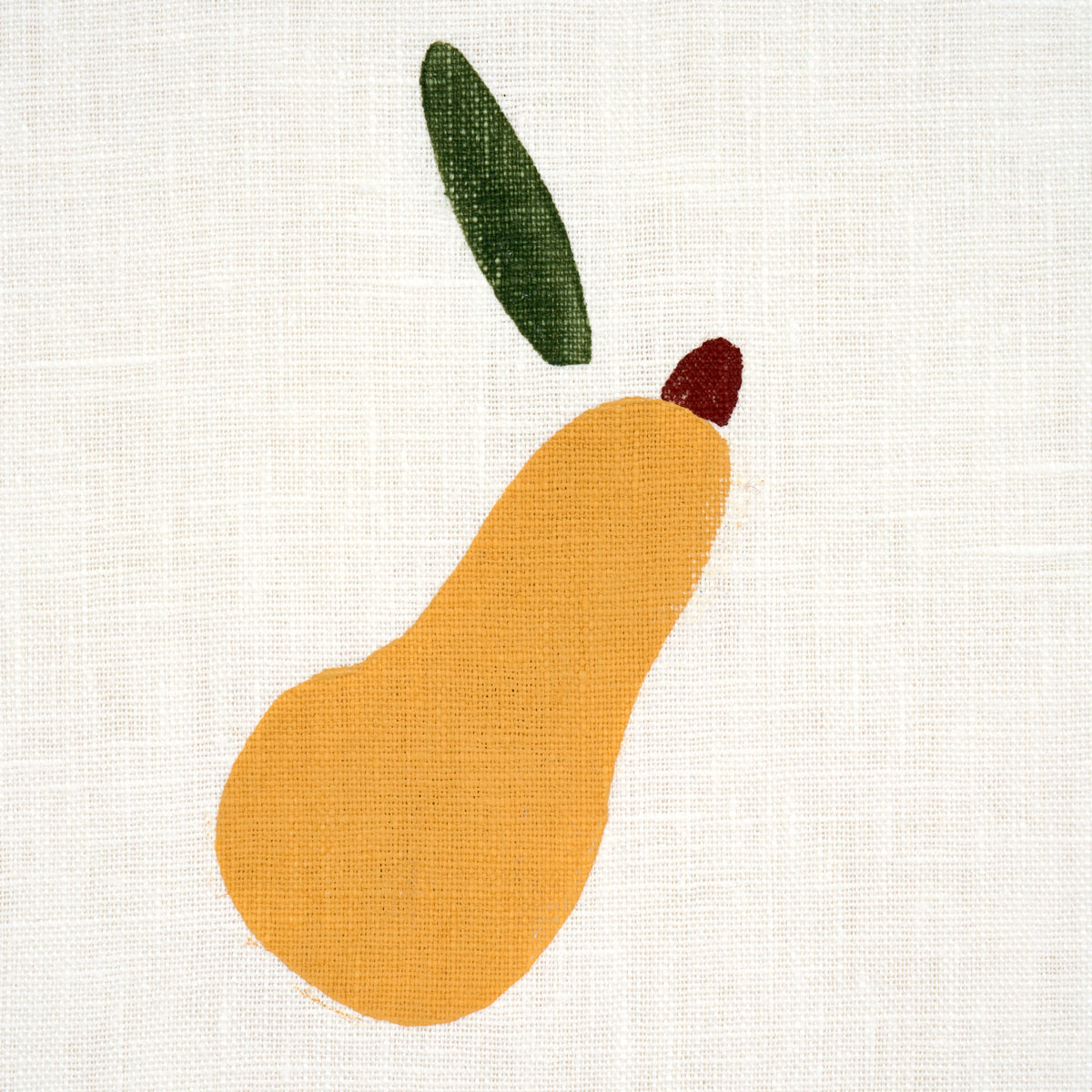 PEARS-HAND-BLOCK-PRINT-GREEN-AND-OCHRE-ON-WHITE-SCHUMACHER-182390 - Schumacher Fabric