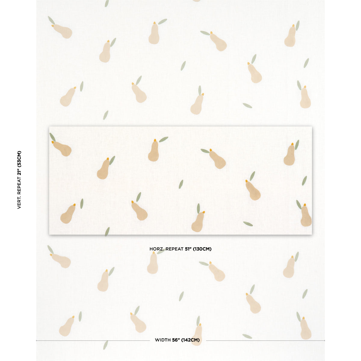 PEARS-HAND-BLOCK-PRINT-BUFF-AND-SAGE-ON-WHITE-SCHUMACHER-182391 - Schumacher Tela
