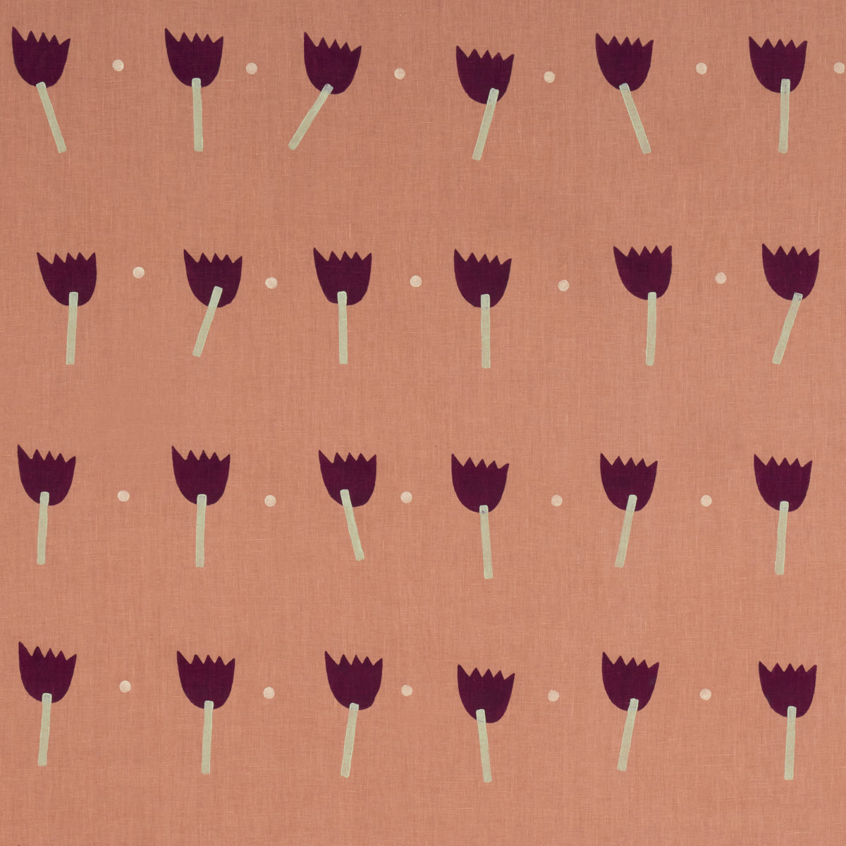 TULIP-PLAY-HAND-BLOCK-PRINT-VIOLET-ON-RUST-SCHUMACHER-182401 - Schumacher Tela