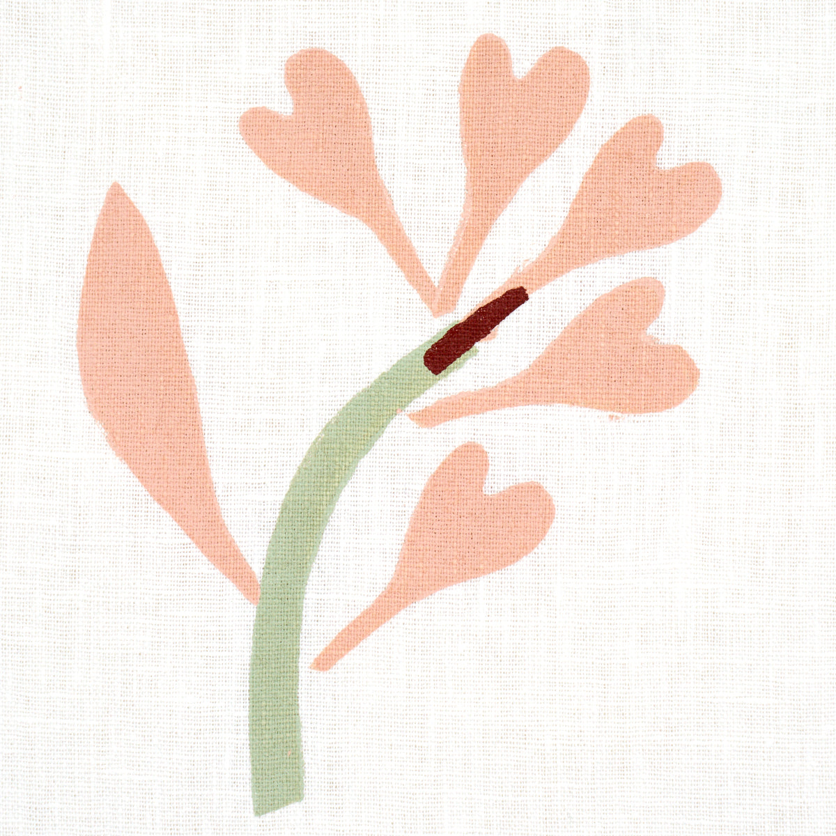 GINKGO-HAND-BLOCK-PRINT-PINK-AND-SAGE-ON-WHITE-SCHUMACHER-182410 - Schumacher Fabric