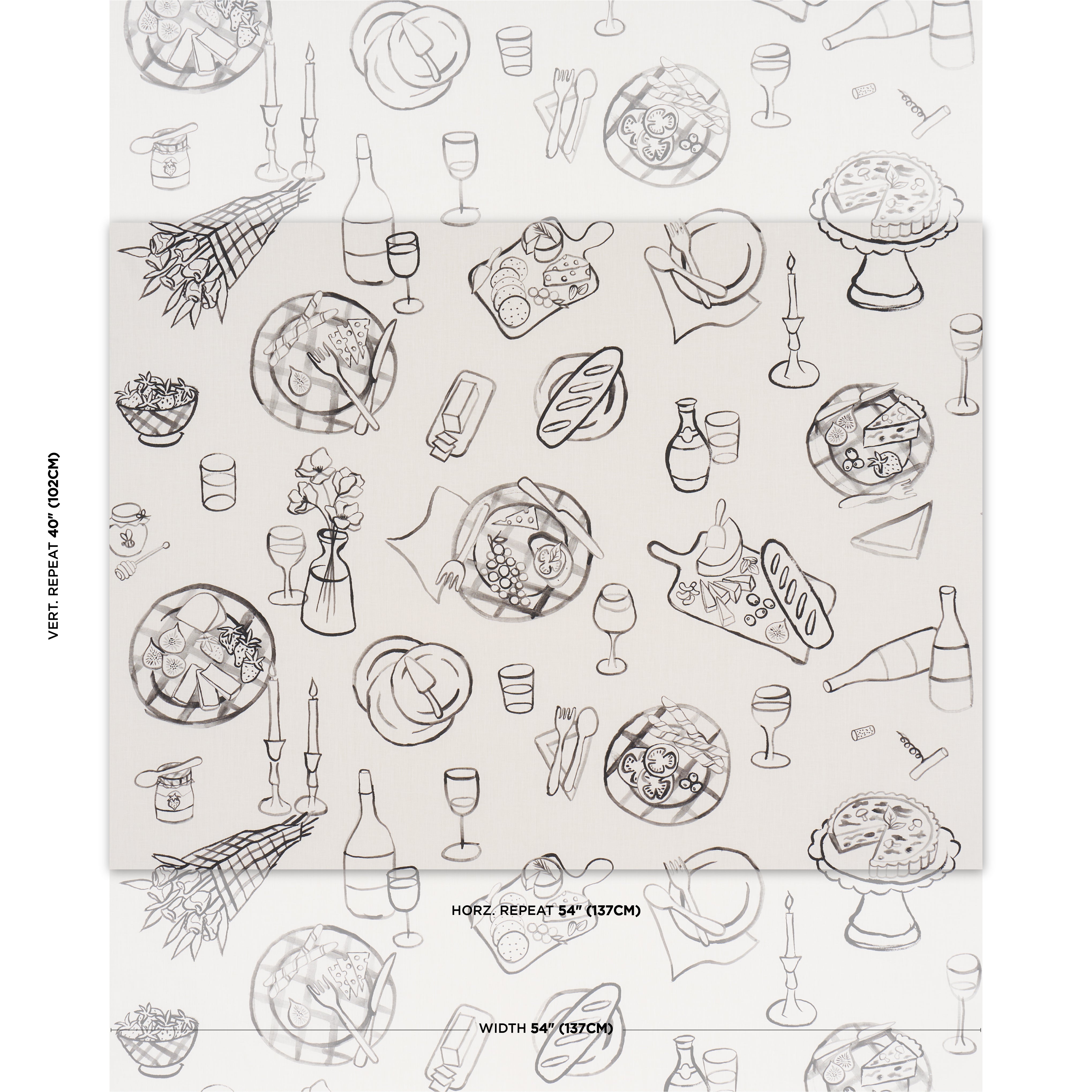 PIQUE-NIQUE-BLACK-ON-IVORY-SCHUMACHER-182510 - Schumacher Fabric