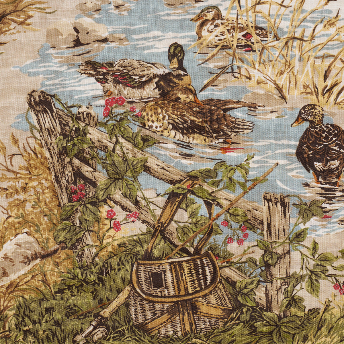 Dog & Duck - Alabaster - Schumacher 182660 Fabric - Schumacher Fabric