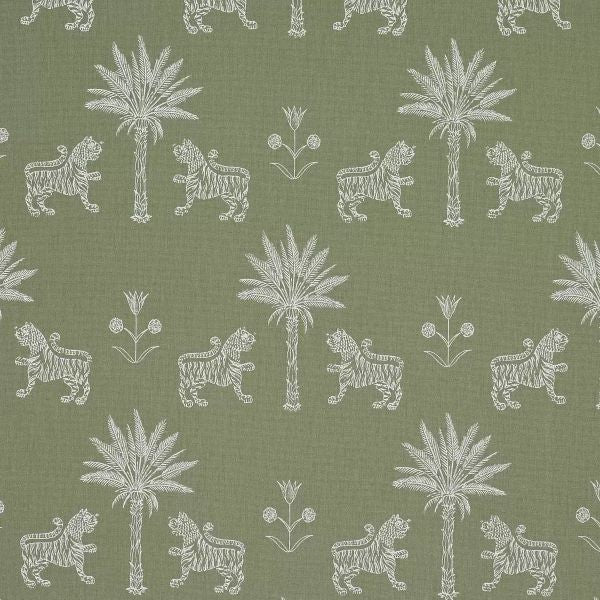 Tiger Palm Silhouette Outdoor - Sage - Schumacher 182841 Fabric - Schumacher Fabric