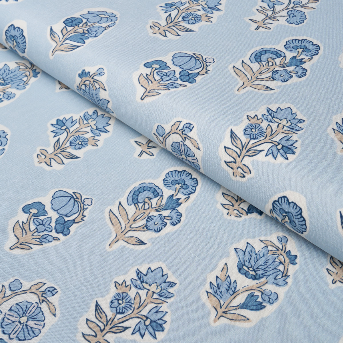 Anessa Hand-Screen Print - Blue - Schumacher 182892 Fabric - Schumacher Fabric