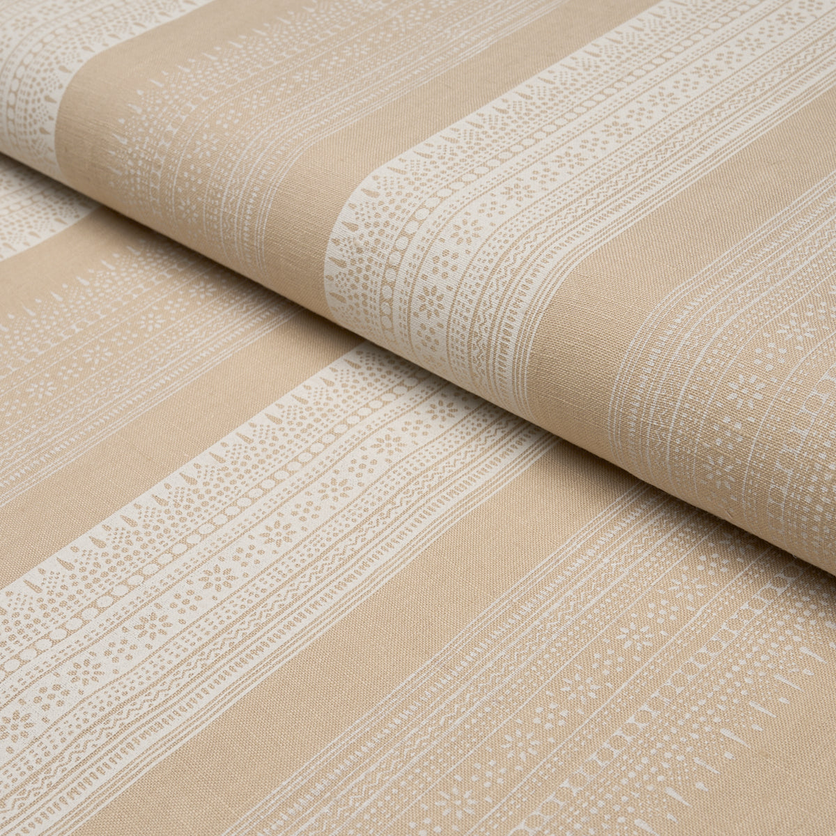 Calista Block Print - Natural - Schumacher 182901 Fabric - Schumacher Fabric