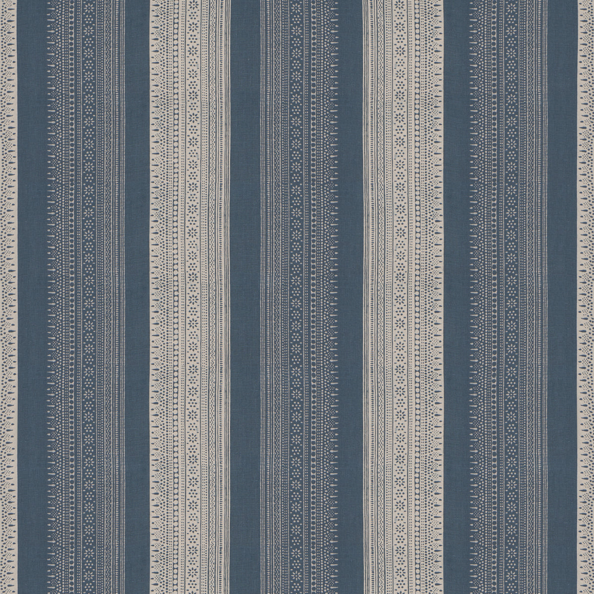Calista Block Print - Indigo - Schumacher 182902 Fabric - Schumacher Fabric
