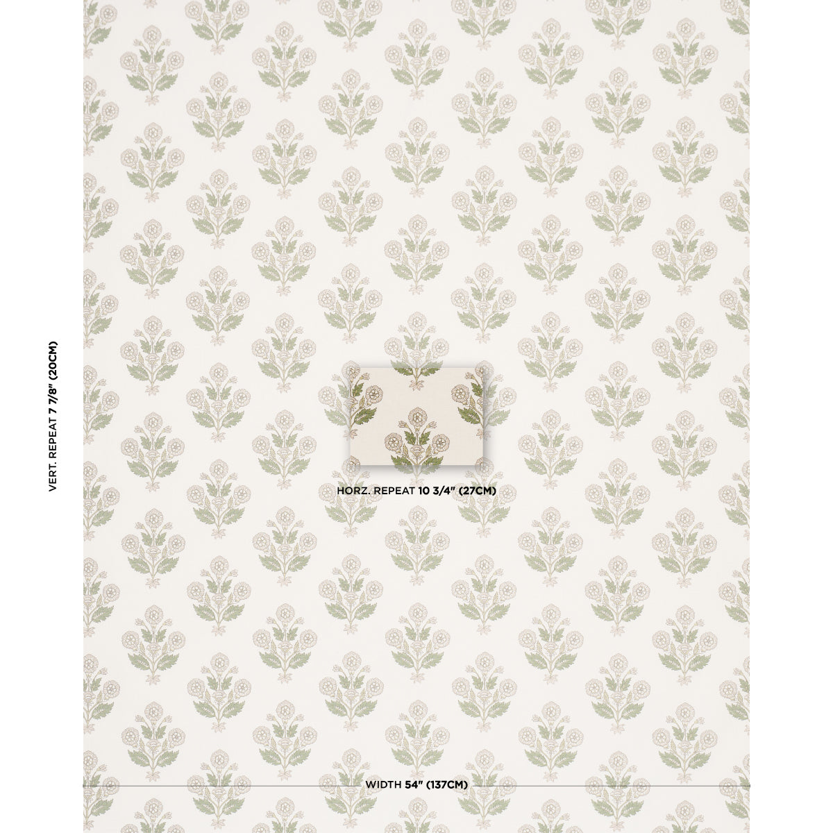 Dalila Hand-Screen Print - Green - Schumacher 182911 Fabric - Schumacher Fabric
