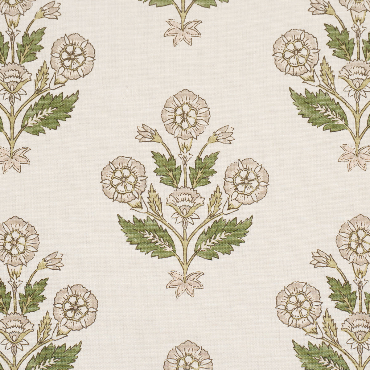 Dalila Hand-Screen Print - Green - Schumacher 182911 Fabric - Schumacher Fabric