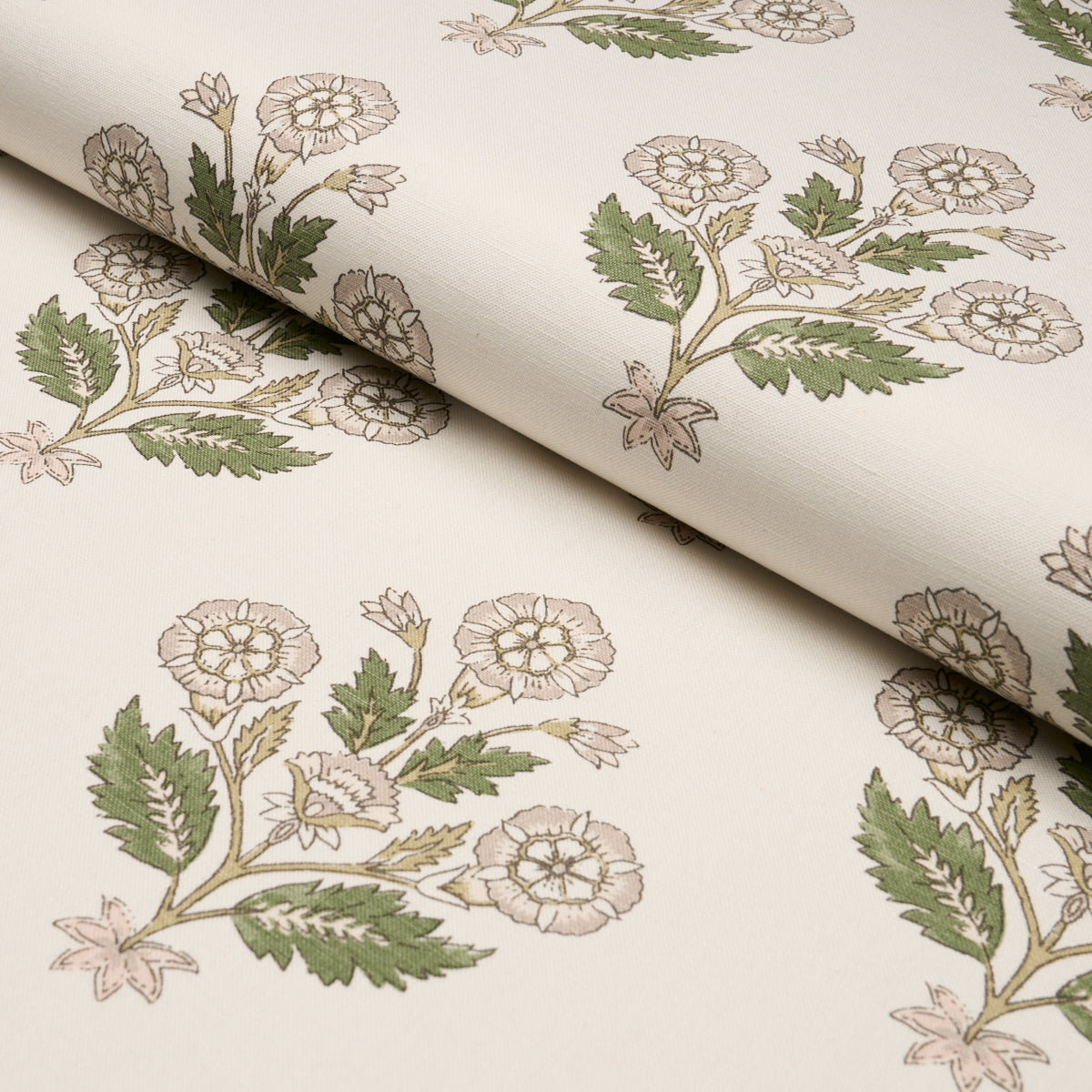 Dalila Hand-Screen Print - Green - Schumacher 182911 Fabric - Schumacher Fabric