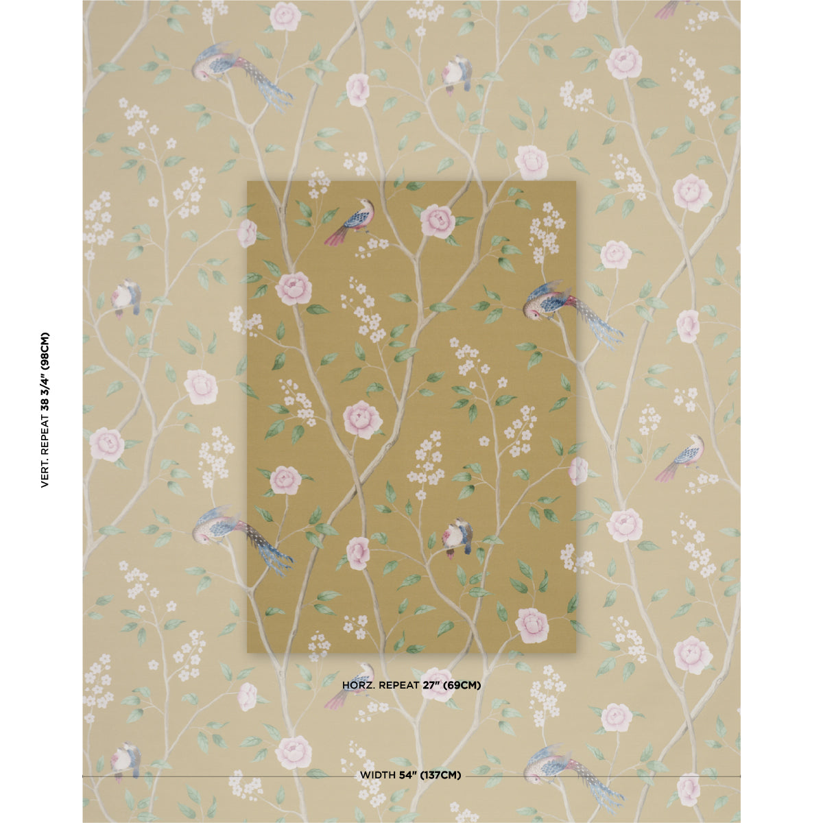 PARADISE-BIRDS-GOLD-SCHUMACHER-183032 - Schumacher Fabric