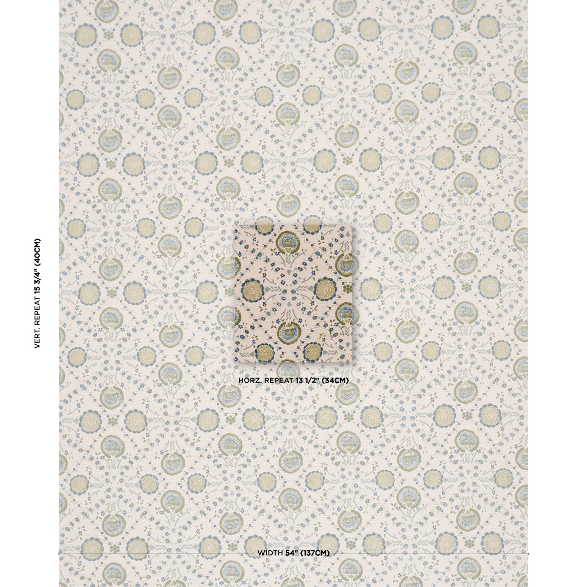 Athena Hand-Screen Print - Green - Schumacher 183052 Fabric - Schumacher Fabric