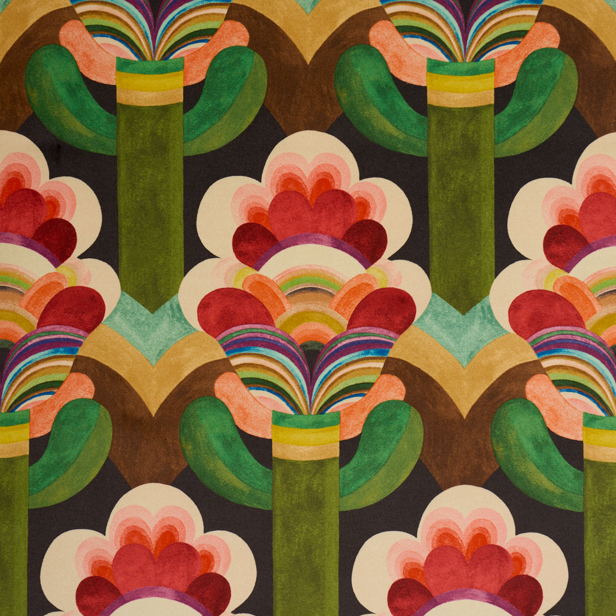 Fleur Indienne Velvet - Cinnabar - Schumacher 183080 Fabric - view 3 - Schumacher Fabric