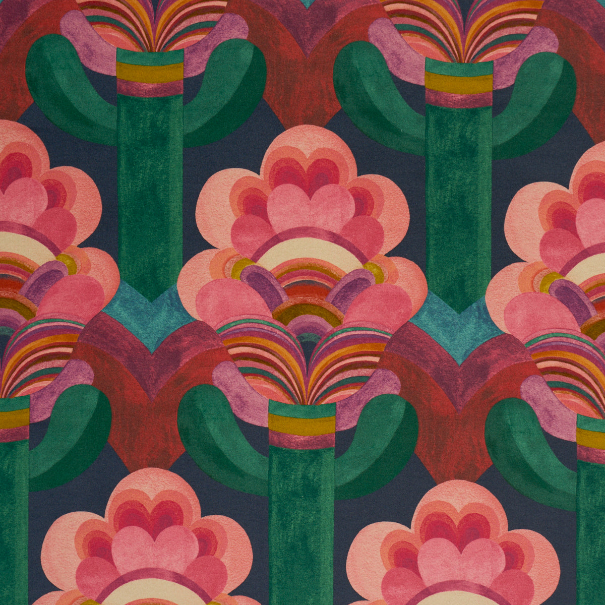 Fleur Indienne Velvet - Rose - Schumacher 183081 Fabric - view 3 - Schumacher Fabric