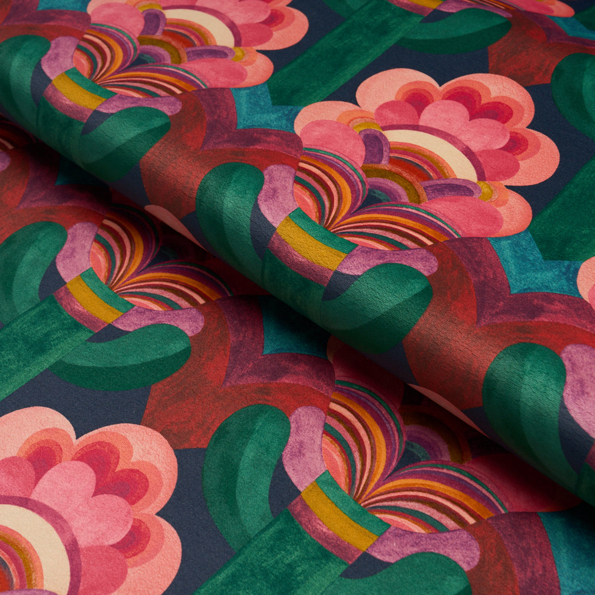 Fleur Indienne Velvet - Rose - Schumacher 183081 Fabric - view 4 - Schumacher Fabric
