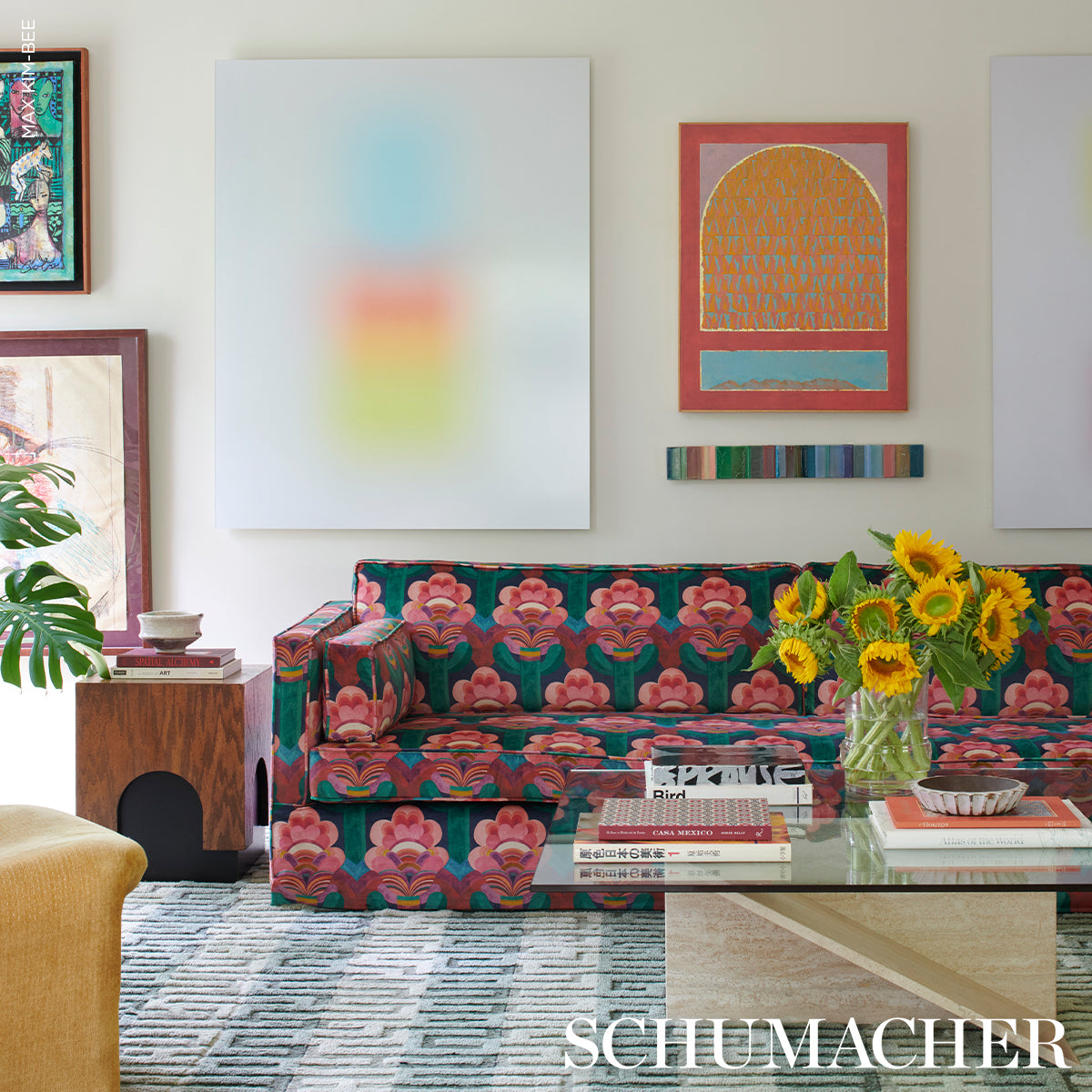 Fleur Indienne Velvet - Rose - Schumacher 183081 Fabric - view 5 - Schumacher Fabric