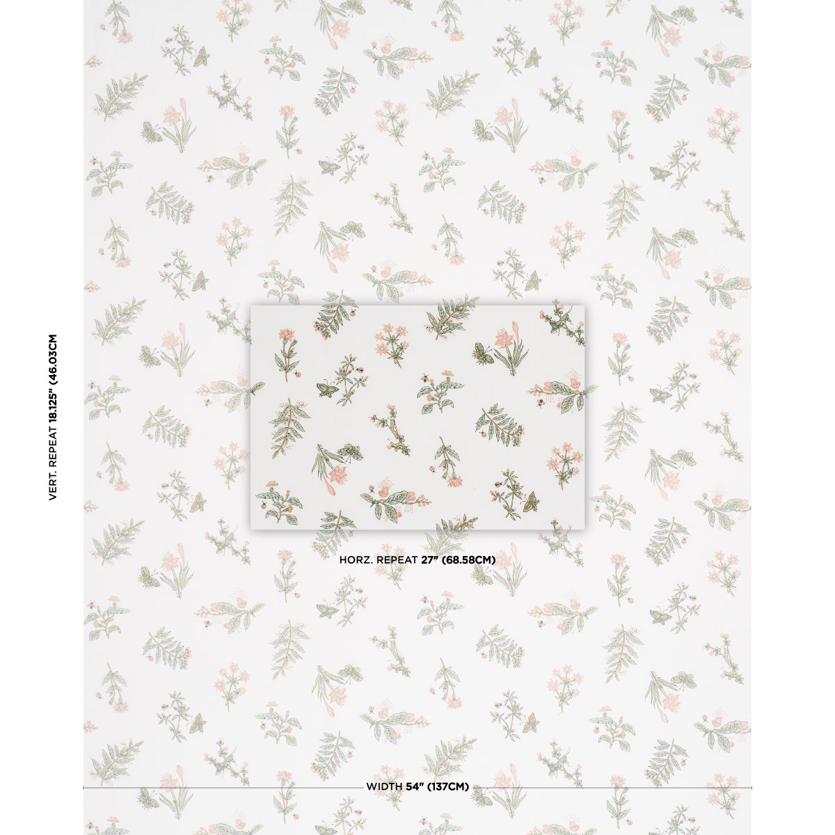 Jeter Des Fleurs Beaded Print - Moss Phlox - Schumacher 183110 Fabric - Schumacher Fabric