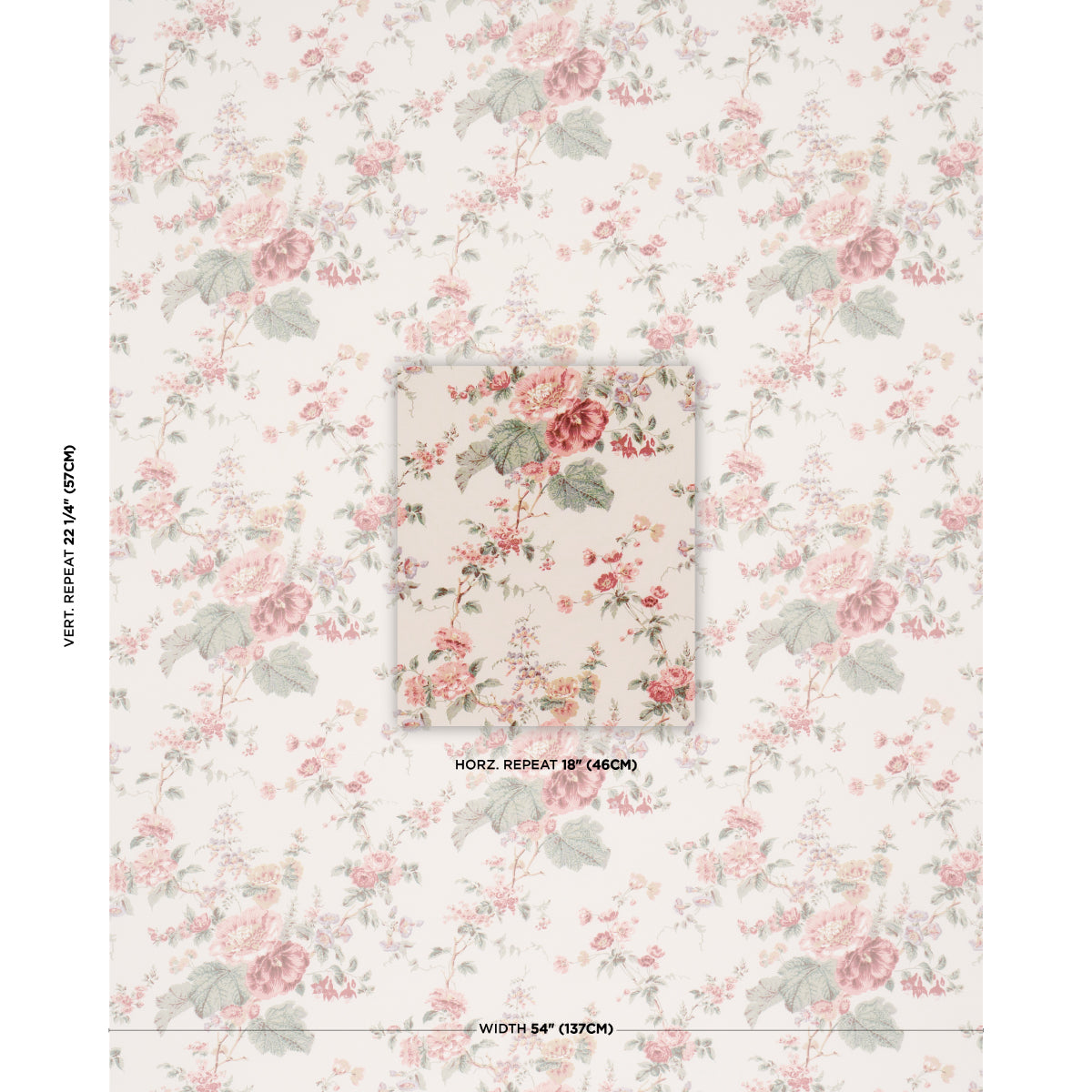 Midsummer Hollyhock - Rose - Schumacher 183130 Fabric - Schumacher Fabric