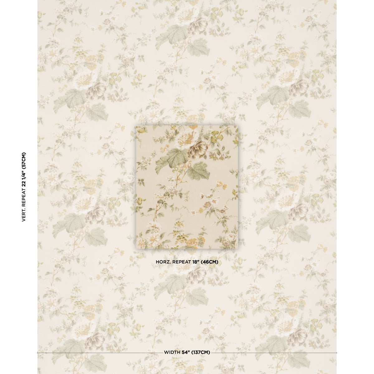 Midsummer Hollyhock - Citron - Schumacher 183131 Fabric - Schumacher Fabric