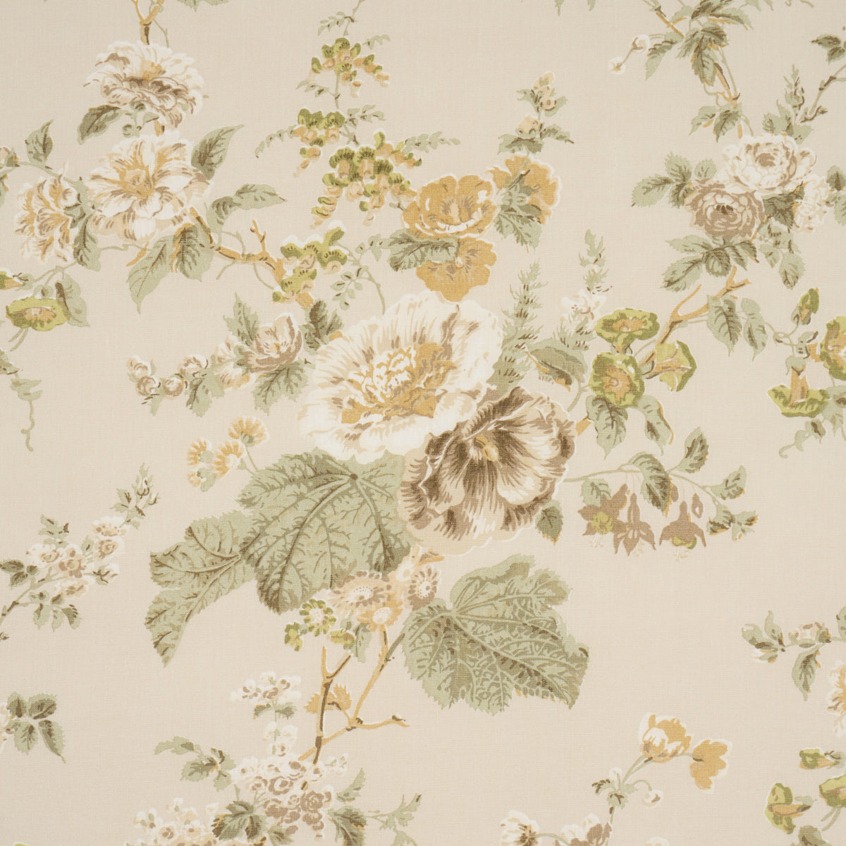 Midsummer Hollyhock - Citron - Schumacher 183131 Fabric - Schumacher Fabric
