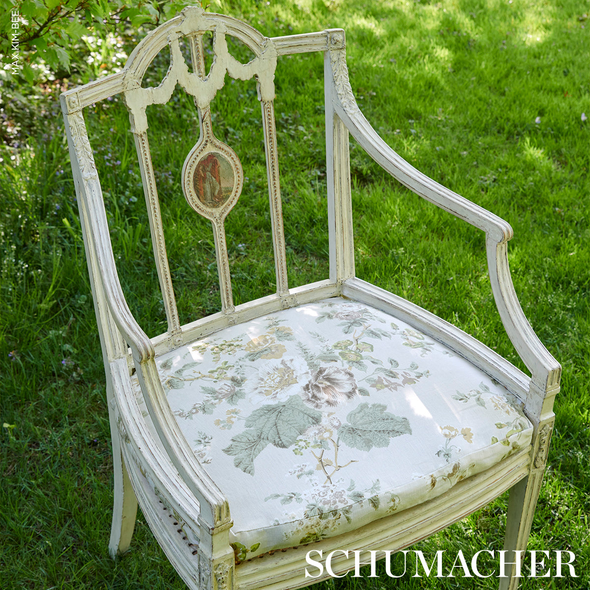 Midsummer Hollyhock - Citron - Schumacher 183131 Fabric - Schumacher Fabric