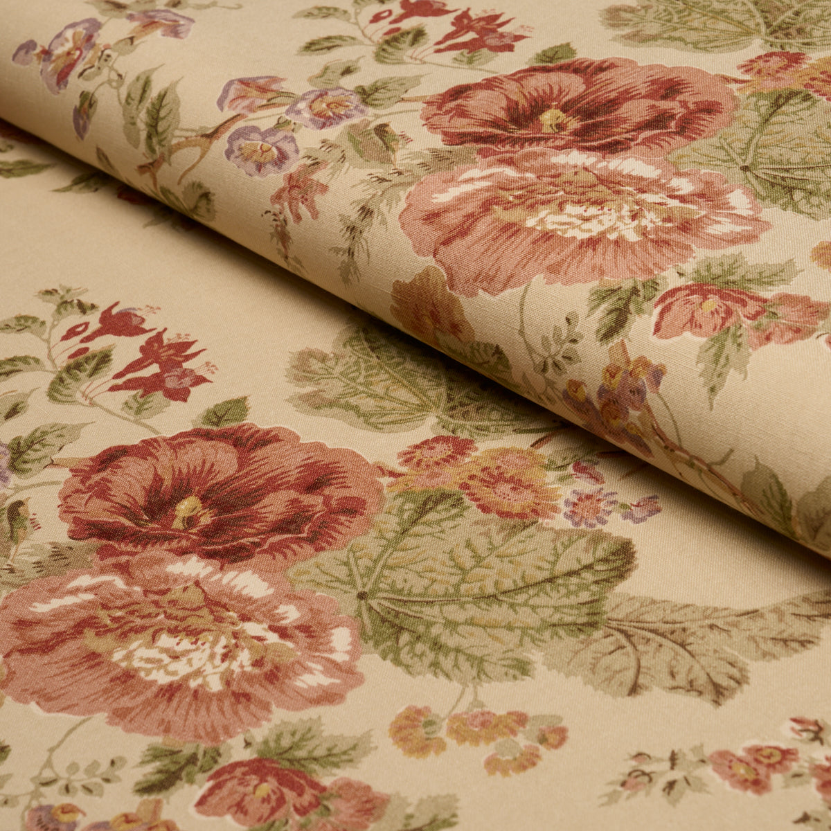 Midsummer Hollyhock - Beige - Schumacher 183132 Fabric - Schumacher Fabric