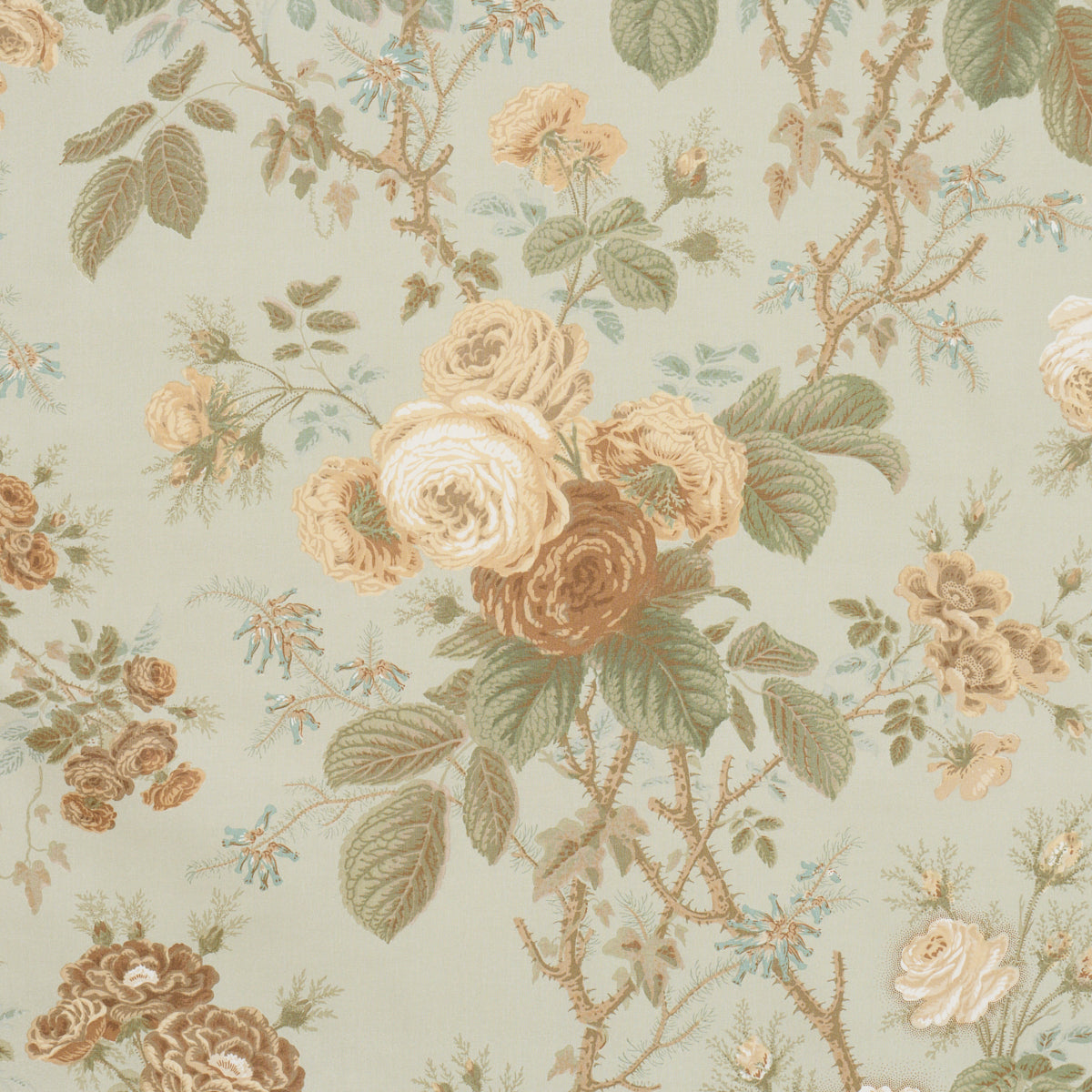 She Walks In Beauty Chintz - Celadon - Schumacher 183140 Fabric - Schumacher Fabric