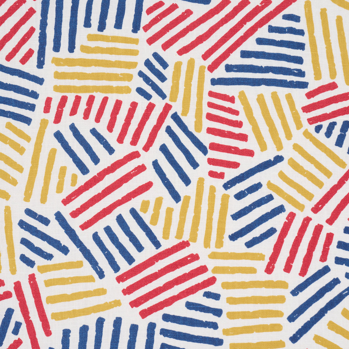 Hatchmark Hand Print - Primary - Schumacher 183160 Fabric - Schumacher Fabric
