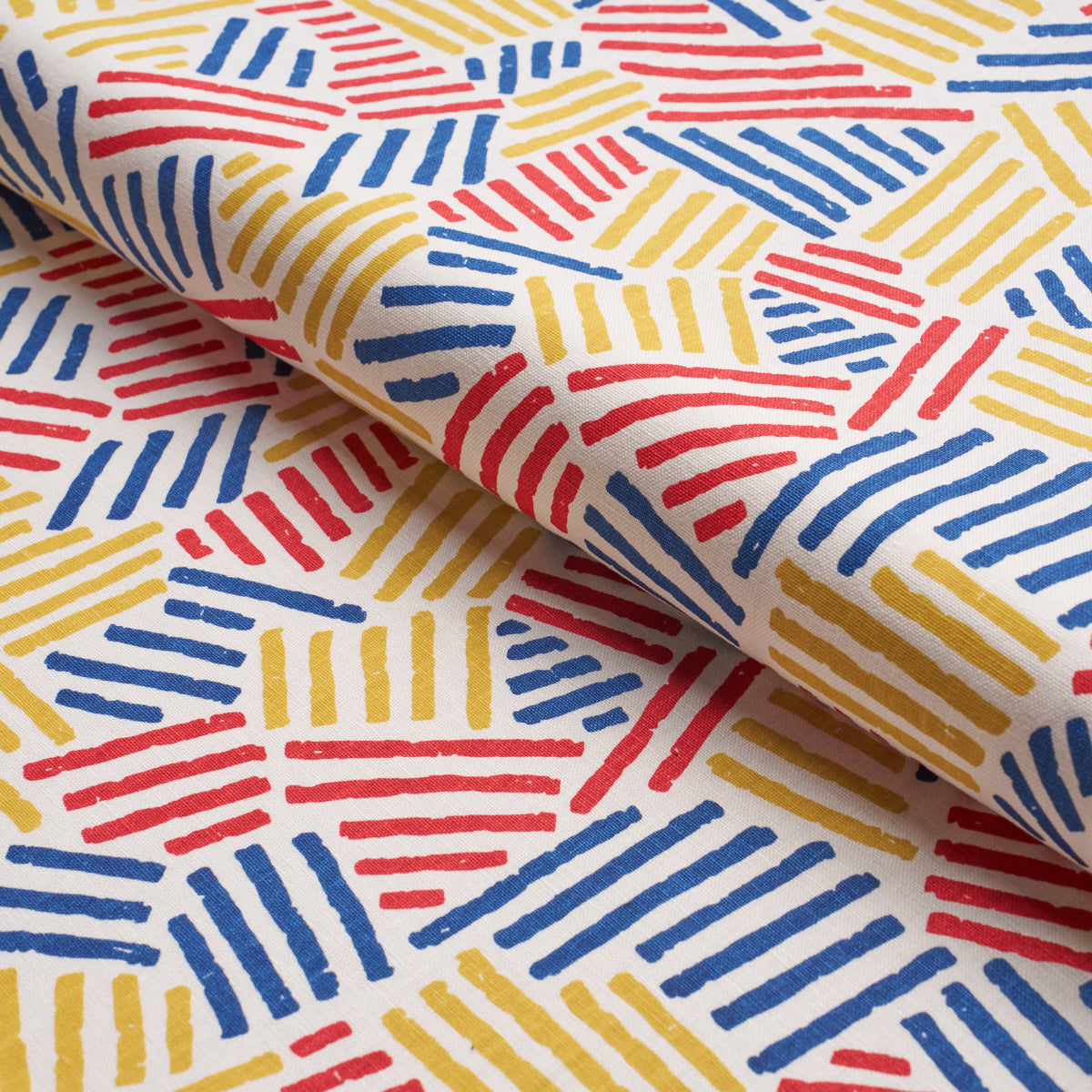 Hatchmark Hand Print - Primary - Schumacher 183160 Fabric - Schumacher Fabric