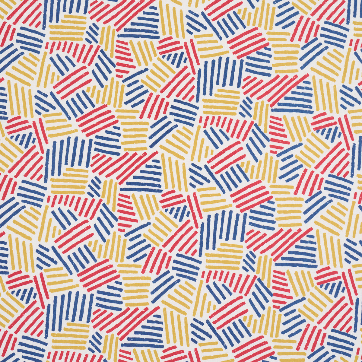 Hatchmark Hand Print - Primary - Schumacher 183160 Fabric - Schumacher Fabric