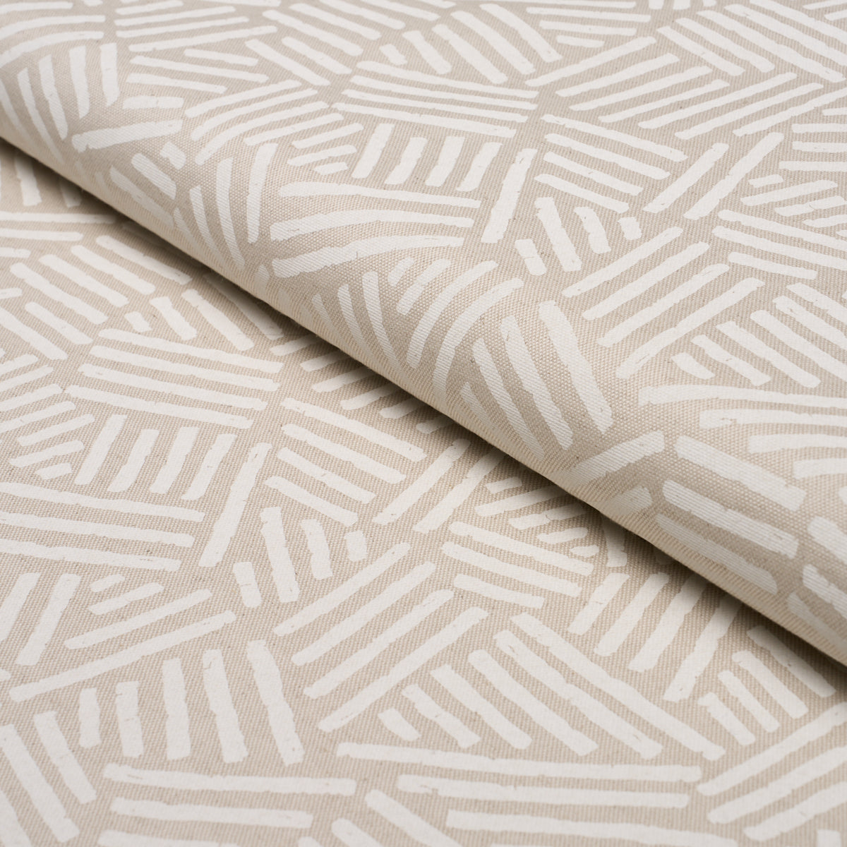Hatchmark Hand Print - Natural - Schumacher 183162 Fabric - Schumacher Fabric
