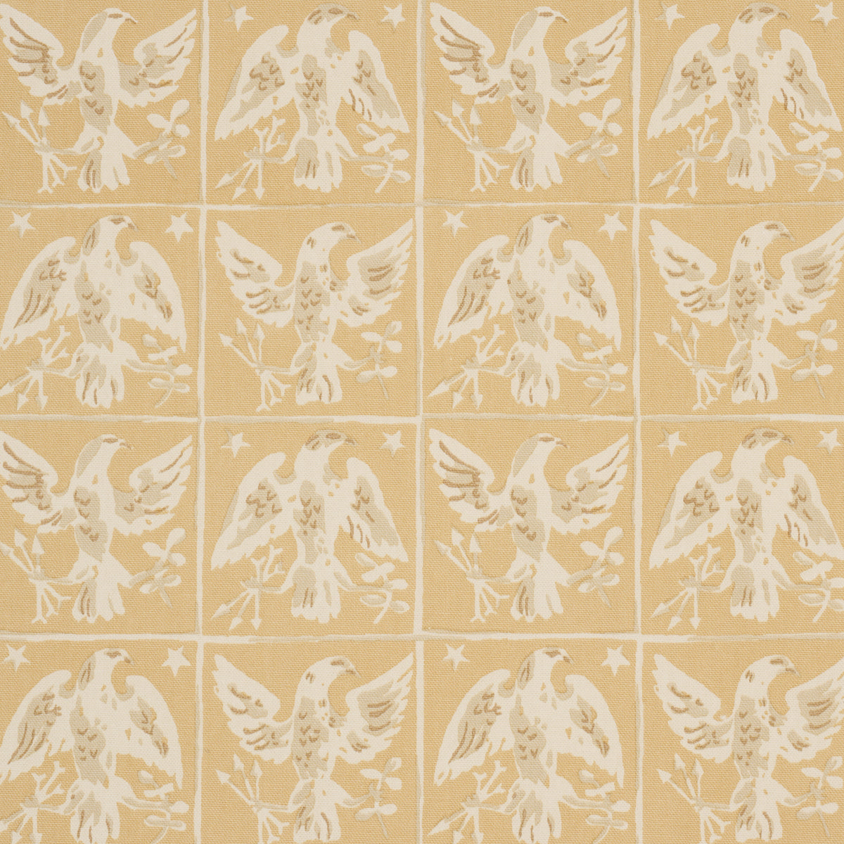 Barton'S Eagle Hand Print - Yellow - Schumacher 183190 Fabric - Schumacher Fabric