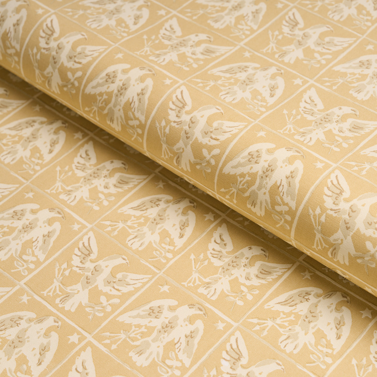 Barton'S Eagle Hand Print - Yellow - Schumacher 183190 Fabric - Schumacher Fabric