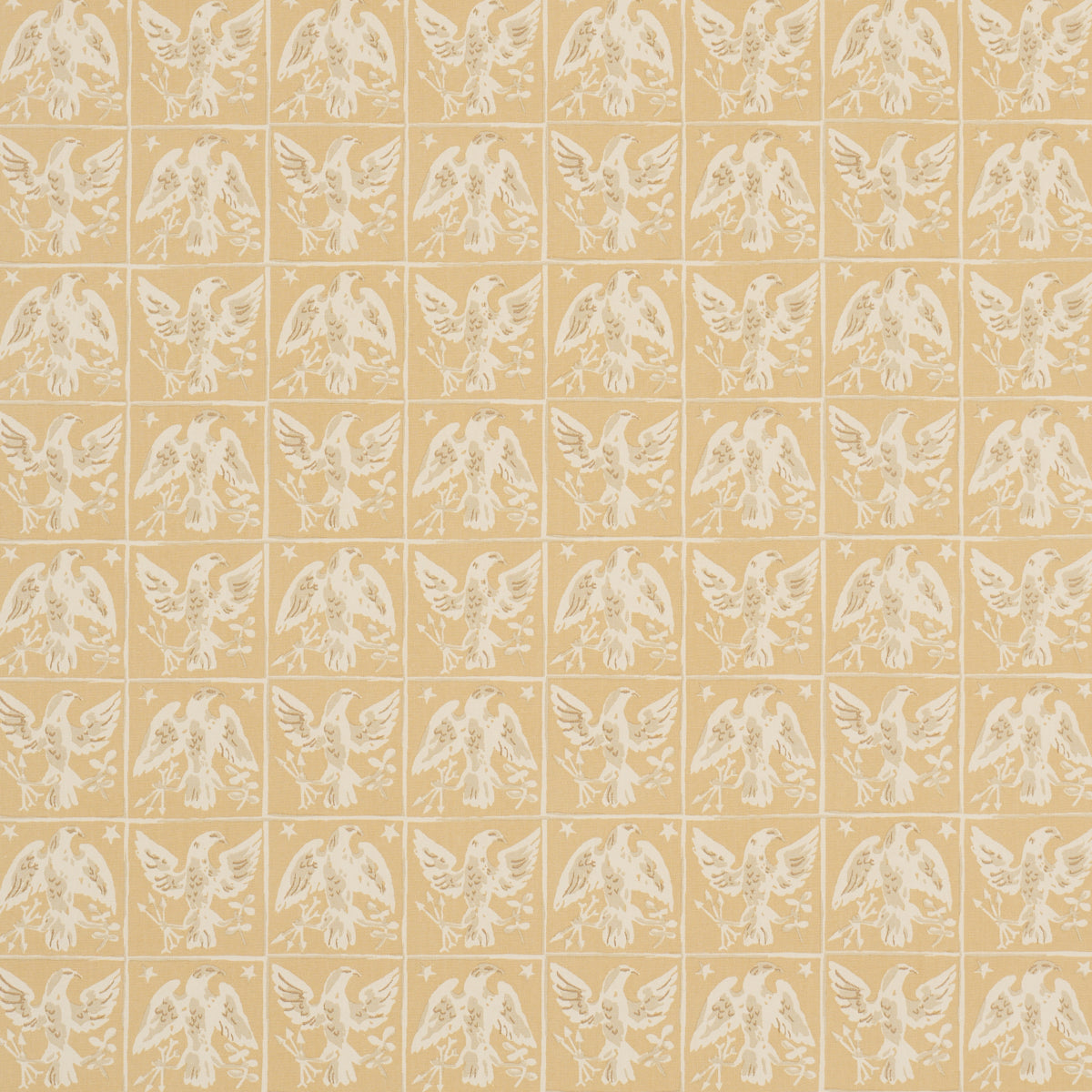 Barton'S Eagle Hand Print - Yellow - Schumacher 183190 Fabric - Schumacher Fabric