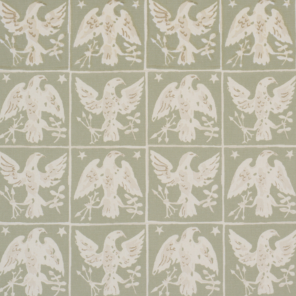 Barton'S Eagle Hand Print - Green - Schumacher 183191 Fabric - Schumacher Fabric