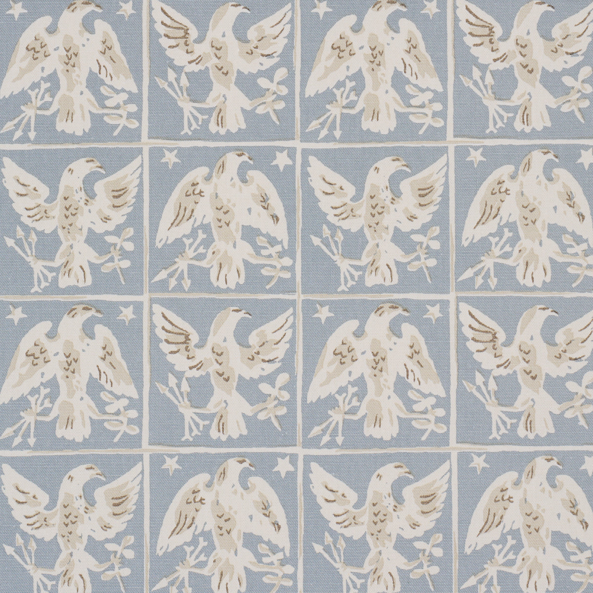 Barton'S Eagle Hand Print - Blue - Schumacher 183192 Fabric - Schumacher Fabric