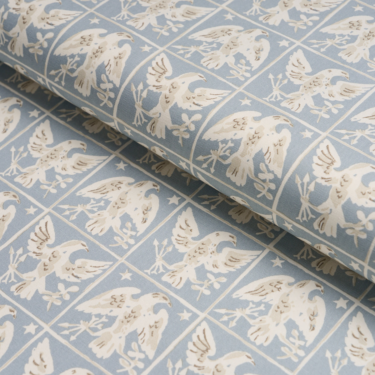 Barton'S Eagle Hand Print - Blue - Schumacher 183192 Fabric - Schumacher Fabric