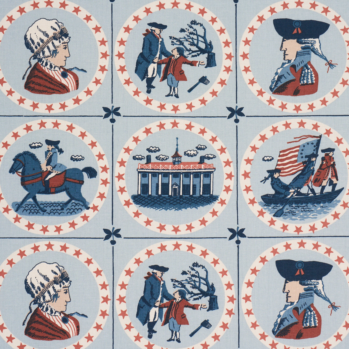 George Washington - Sky - Schumacher 183220 Fabric - Schumacher Fabric