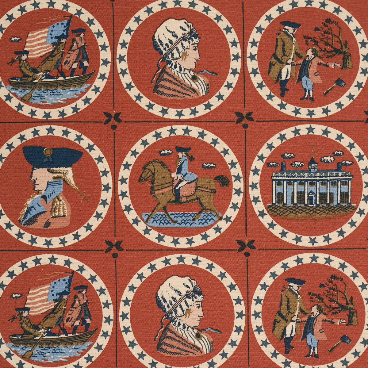 George Washington - Red - Schumacher 183221 Fabric - Schumacher Fabric